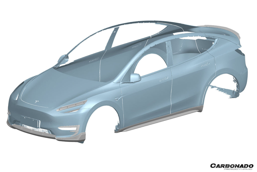 2020-2024 Tesla Model Y AD Style Dry Carbon Fiber Side Skirts