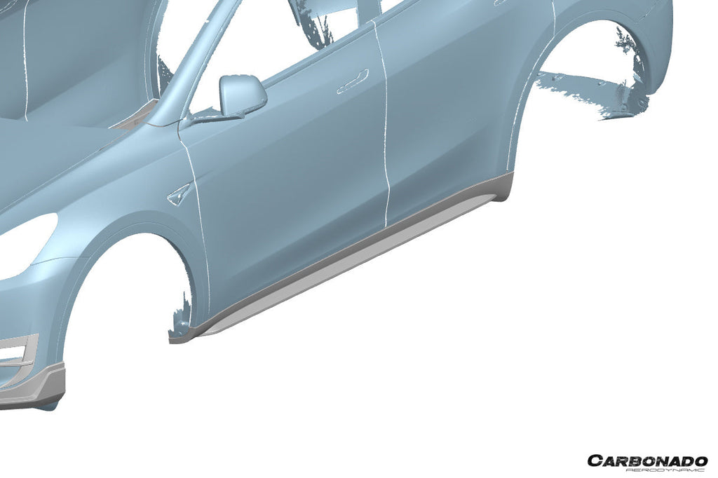 2020-2024 Tesla Model Y AD Style Dry Carbon Fiber Side Skirts - Carbonado