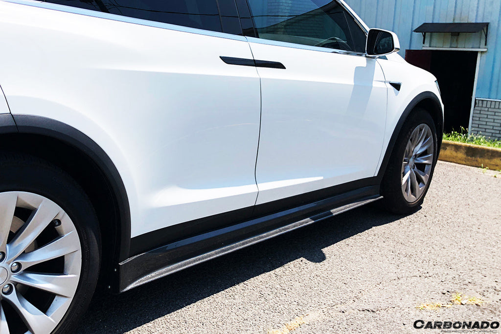 2016-2021 Tesla Model X SUV RZS Style Carbon Fiber Side Skirts - Carbonado Aero