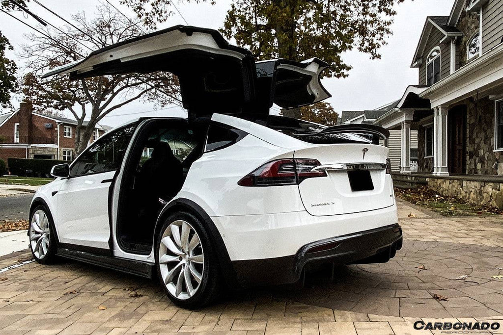 2016-2018 Tesla Model X SUV RZS Style Carbon Fiber Rear Lip - Carbonado Aero