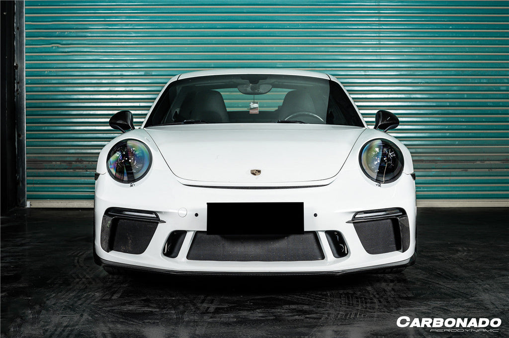 Carbonado 2017-2019 Porsche 911 991.2 GT3 OE Style Dry Carbon Fiber Front Bumper Daytime Running Light Trims - Carbonado