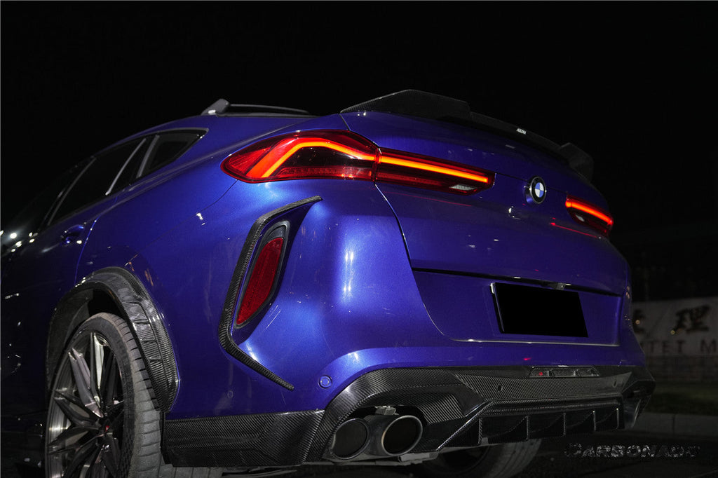 2020-2025 BMW X6M F96  G06 X6  AD Style Dry Carbon Fiber Rear Bumper Vent Trims