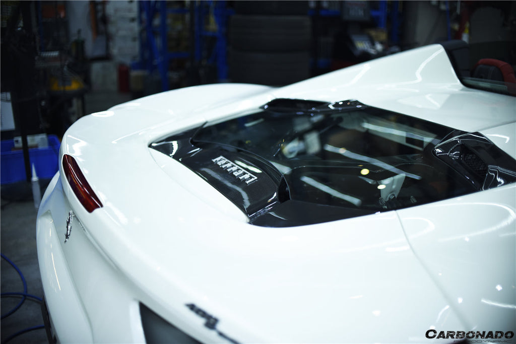 2015-2020 Ferrari 488 Spider Dry Carbon Fiber Engine Hood With Glass