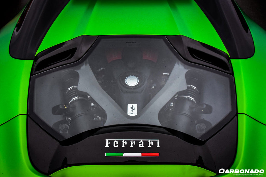 2015-2020 Ferrari 488 Spider Dry Carbon Fiber Engine Hood With Glass