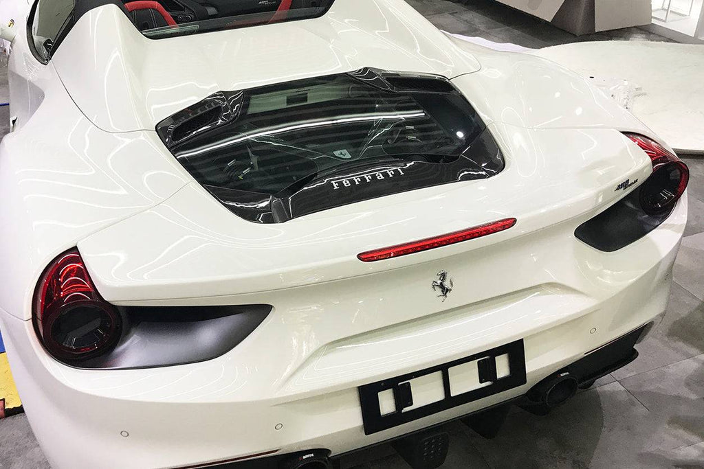 2015-2019 Ferrari 488 Spider 1x1 Weave Dry Carbon Fiber Engine Hood With Glass - Carbonado