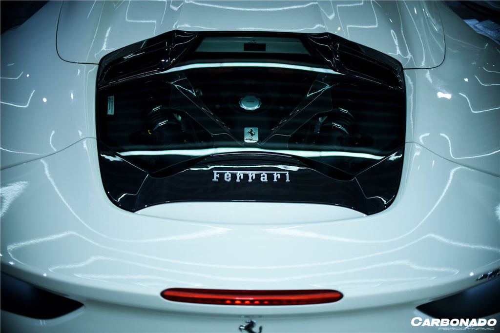 2015-2020 Ferrari 488 Spider Dry Carbon Fiber Engine Hood With Glass