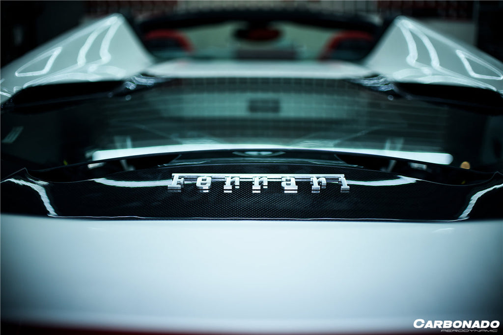 2015-2020 Ferrari 488 Spider Dry Carbon Fiber Engine Hood With Glass