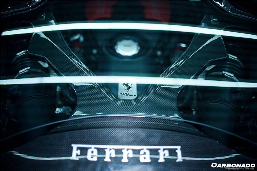 2015-2020 Ferrari 488 Spider Dry Carbon Fiber Engine Hood With Glass