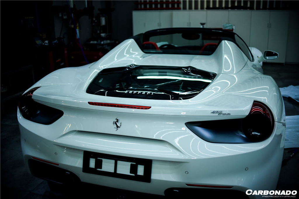 2015-2020 Ferrari 488 Spider Dry Carbon Fiber Engine Hood With Glass