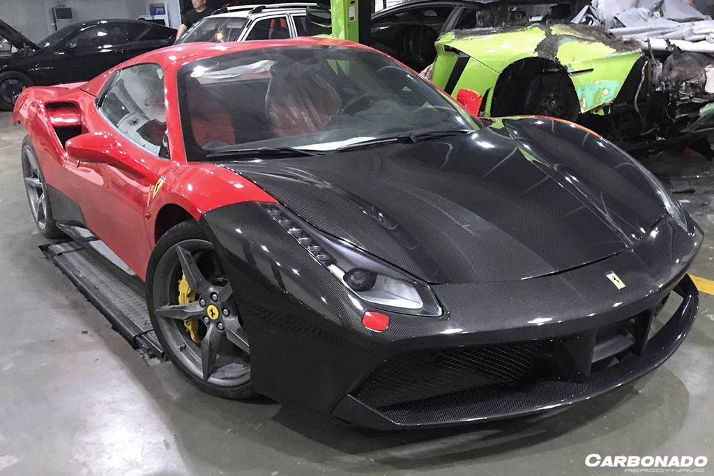 2015-2020 Ferrari 488 GTB & Spider OE Style Carbon Fiber Hood - Carbonado