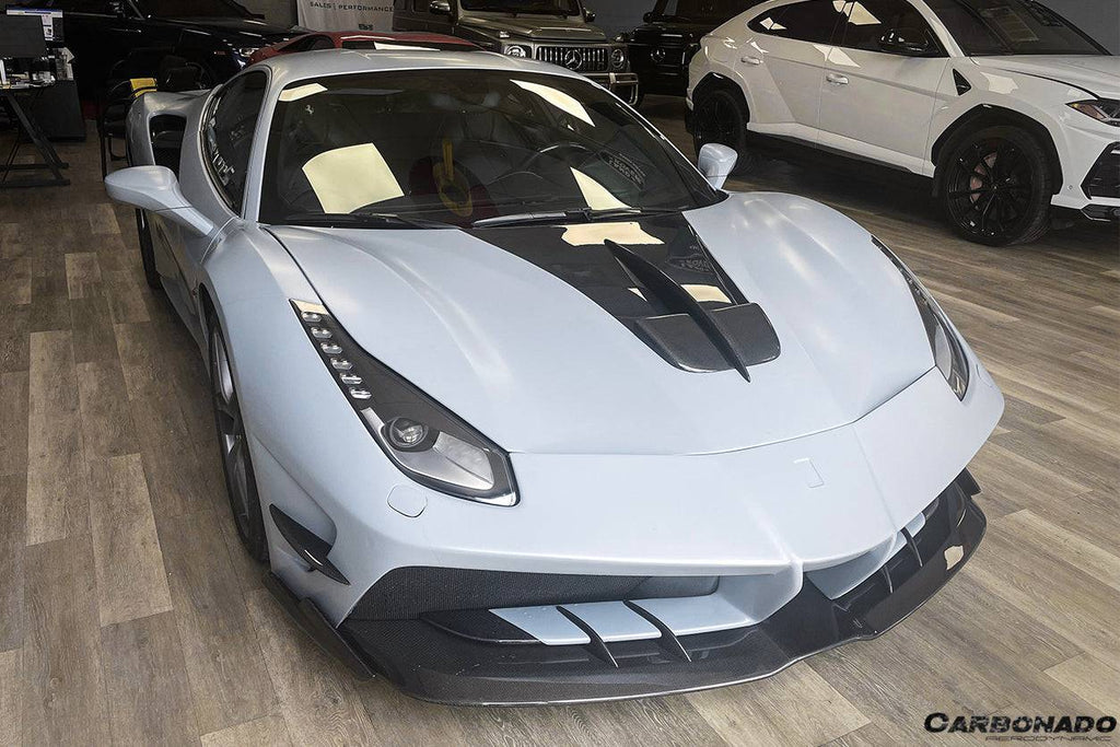 2015-2019 Ferrari 488 GTB & Spider MA Style Carbon Fiber Front Bumper - Carbonado