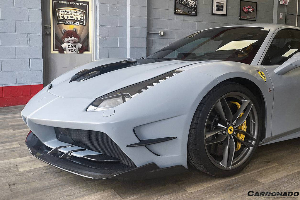 2015-2019 Ferrari 488 GTB/Spyder MA Style Carbon Fiber Front Bumper - Carbonado Aero