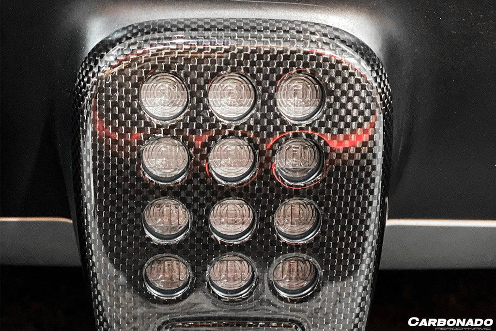 2015-2020 Ferrari 488 GTB Spyder Dry Carbon Fiber Rear Black Light Cover w / Camera Hole - Carbonado Aero