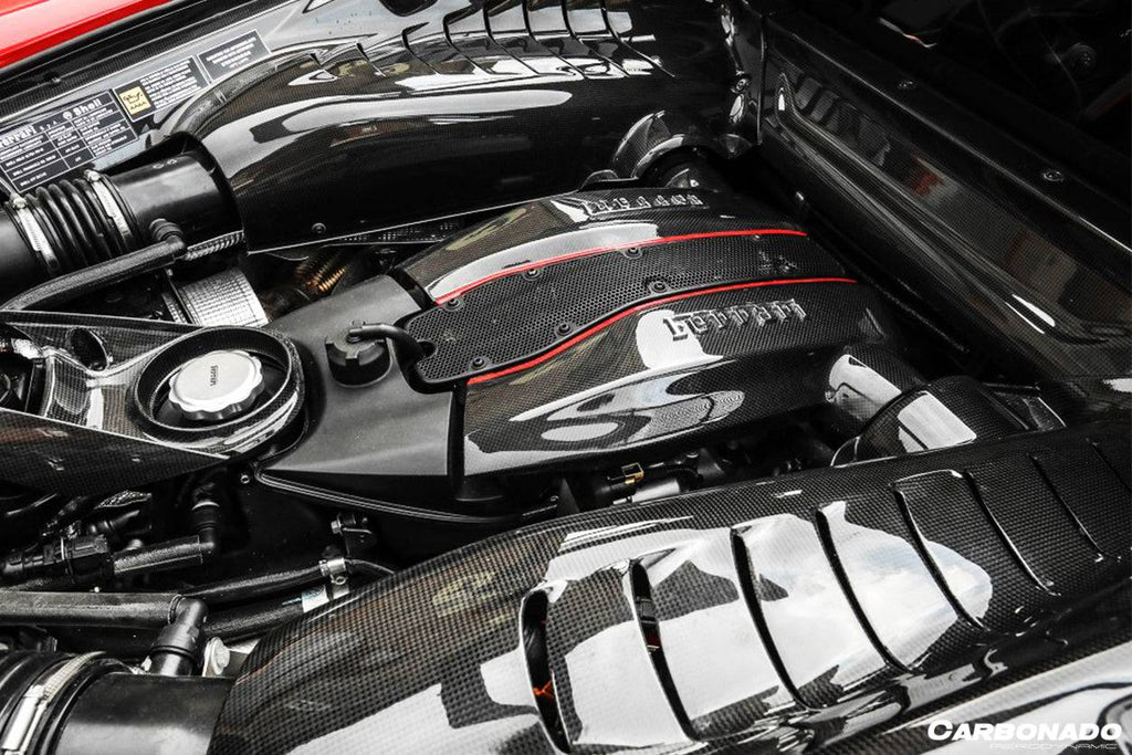 2015-2020 Ferrari 488 GTB/Spyder Dry Carbon Fiber Engine Replacement Cover - Carbonado Aero