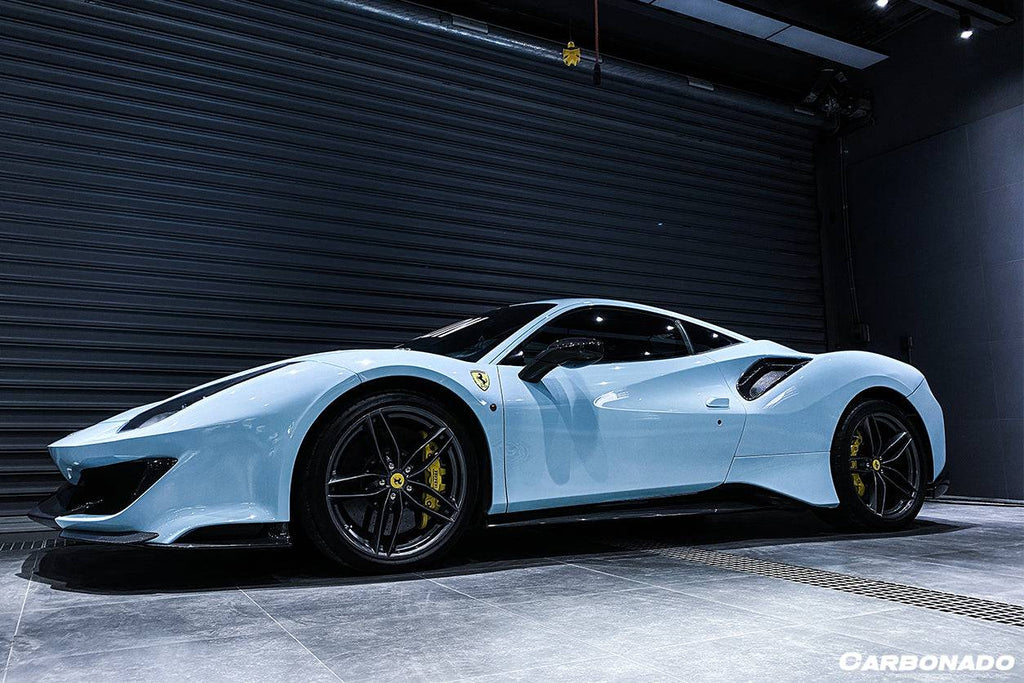 2015-2020 Ferrari 488 GTB Spyder Pista Style Carbon Fiber Quarter Panel Side Scoops - Carbonado Aero