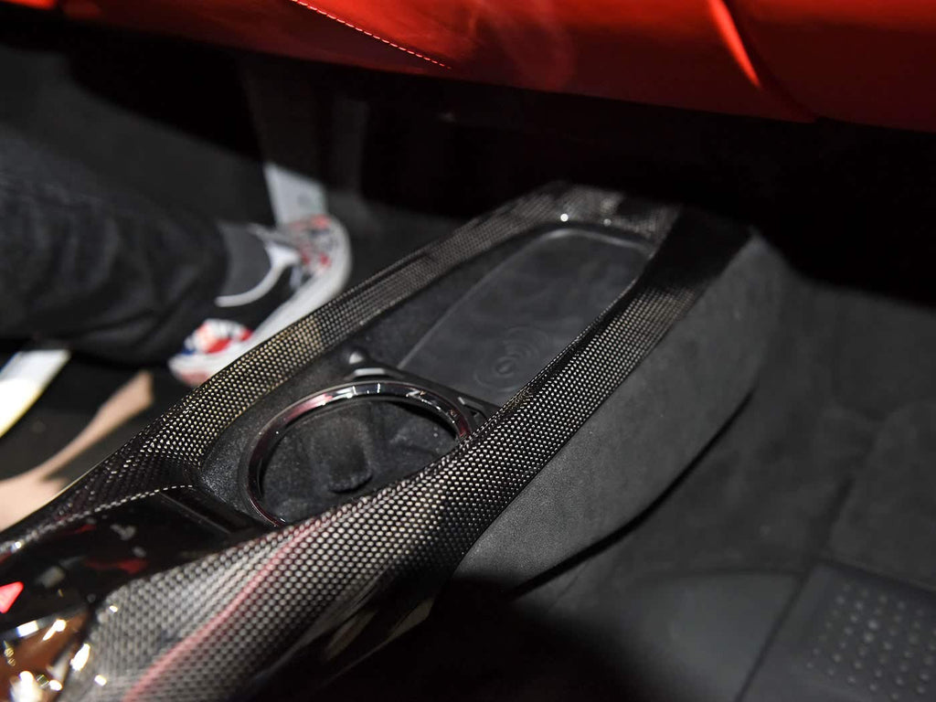2022-UP Ferrari 296 GTB & GTS OE Style Dry Carbon Fiber center control surround panel Front end