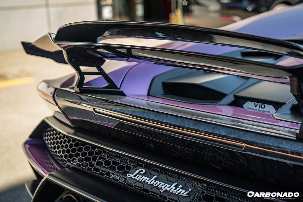 2015-2025 Lamborghini Huracan LP610 & LP580 & EVO & Tecnica MD Style Carbon Fiber Trunk Spoiler Wing with Base