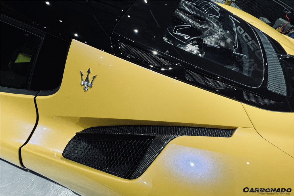 2020-UP Maserati MC20 NVT Style Dry Carbon Fiber Quarter Panel Side Vent Scoops