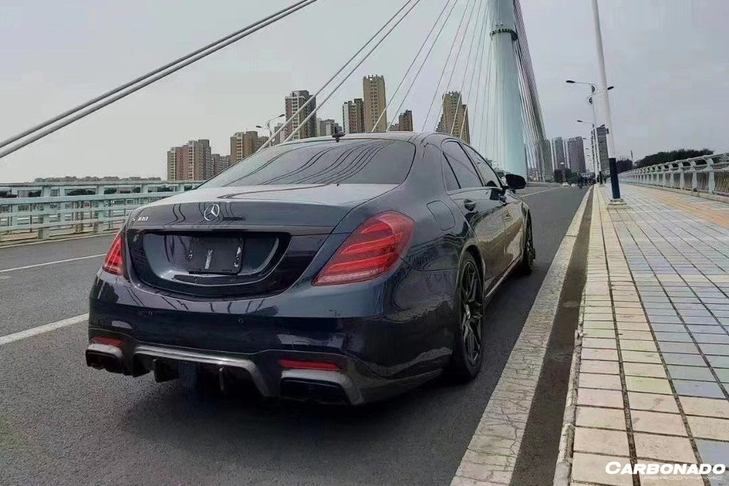 2017-2020 Mercedes Benz S63 W222 Sedan BRS Style Rear Diffuser with LED Light and Exhaust Tips