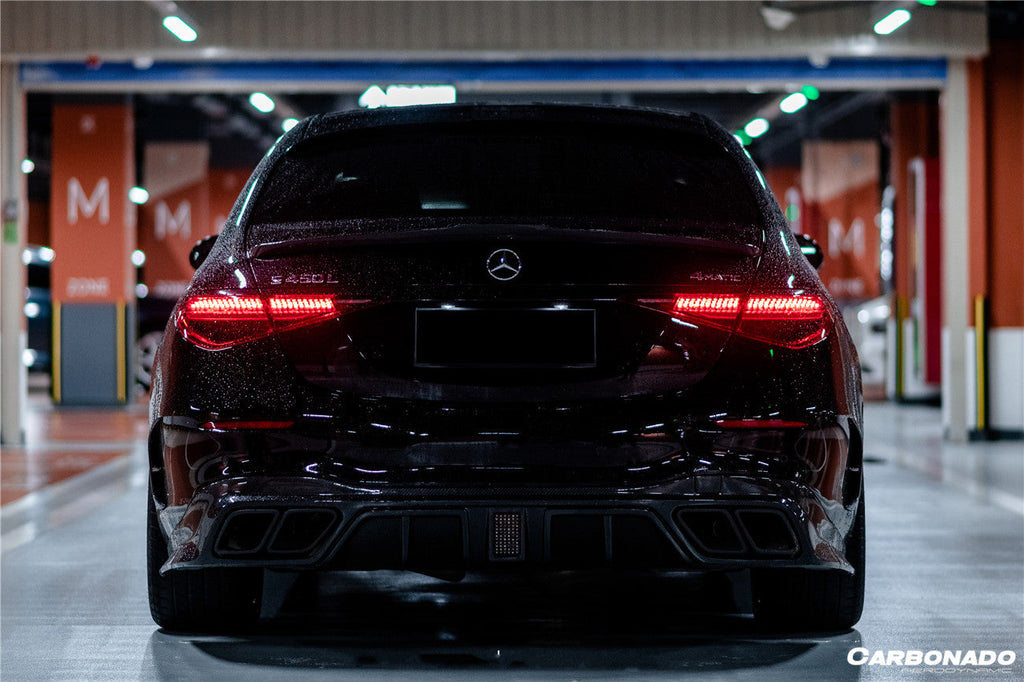 2021-UP Mercedes Benz S Class W223 4Matic Sedan MSY Style Rear Lip with LED Light And Exhaust tips - Carbonado Aero