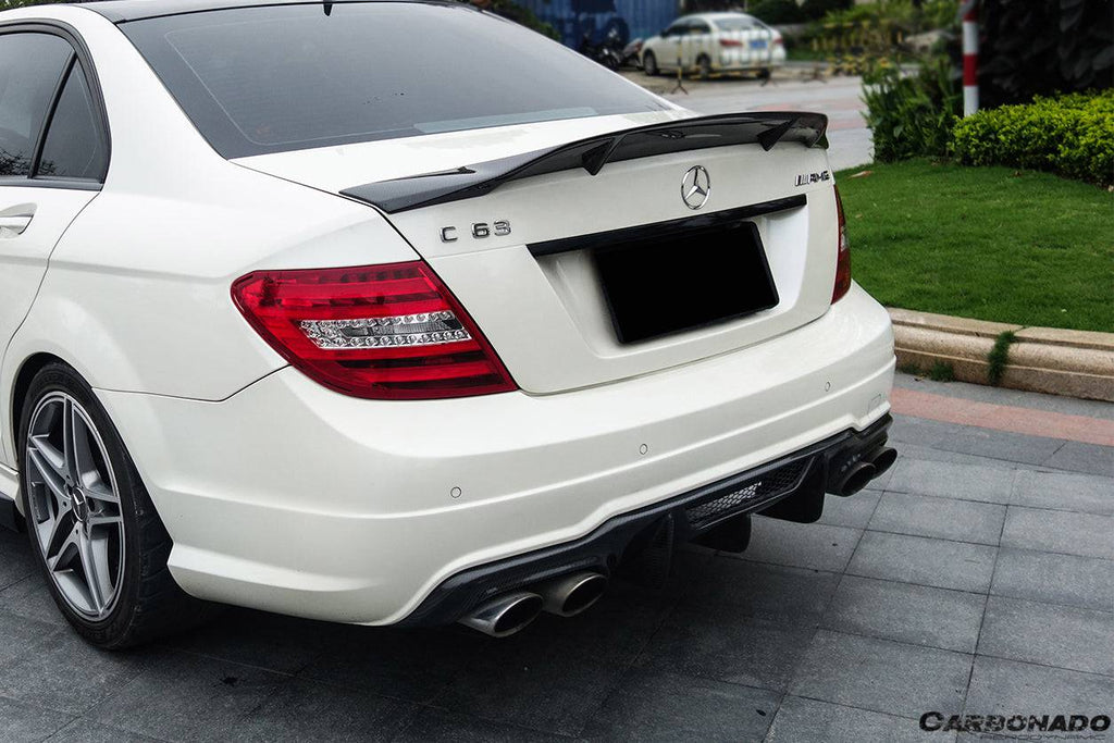 2012-2014 Mercedes Benz W204 C63 AMG Sedan VS Style Carbon Fiber Rear Lip - Carbonado Aero