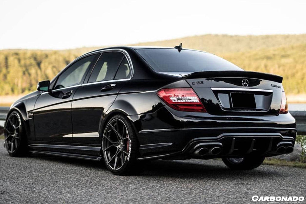 2012-2014 Mercedes Benz W204 C63 AMG RZS Style Carbon Fiber Rear Bumper Caps - Carbonado Aero