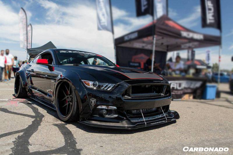 2015-2017 Ford Mustang TRU Style Carbon Fiber Front Bumper Up-Grille - Carbonado