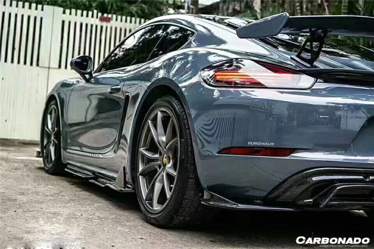 2017-2025 Porsche 718 Cayman & Boxster AM Style Carbon Fiber Rear Lip with Caps