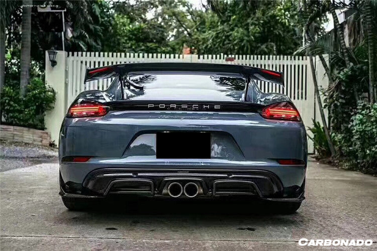 2017-2025 Porsche 718 Cayman & Boxster AM Style Carbon Fiber Rear Lip with Caps
