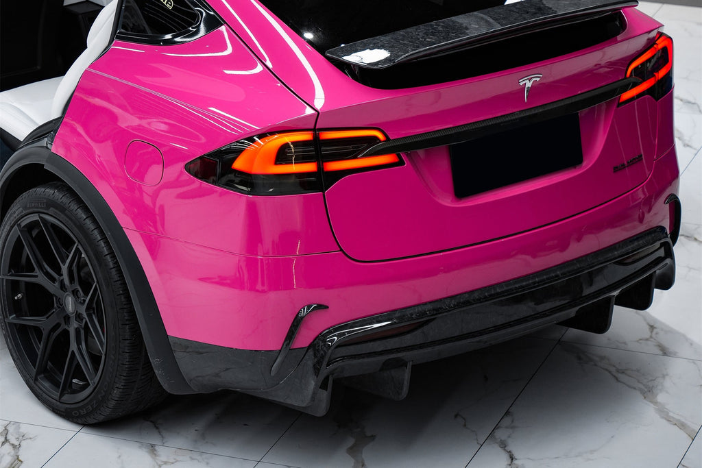 2016-2021 Tesla Model X SUV RZS Style Carbon Fiber Rear Bumper Canards