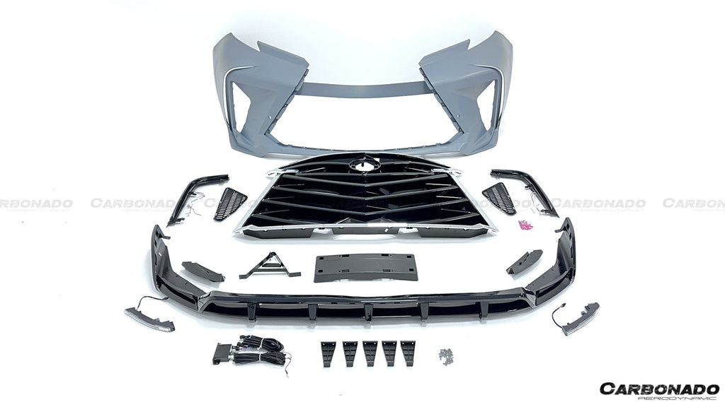 2021-UP Toyota Sienna Thunder Style PP Front Bumper with Lip and Grills and LED Light