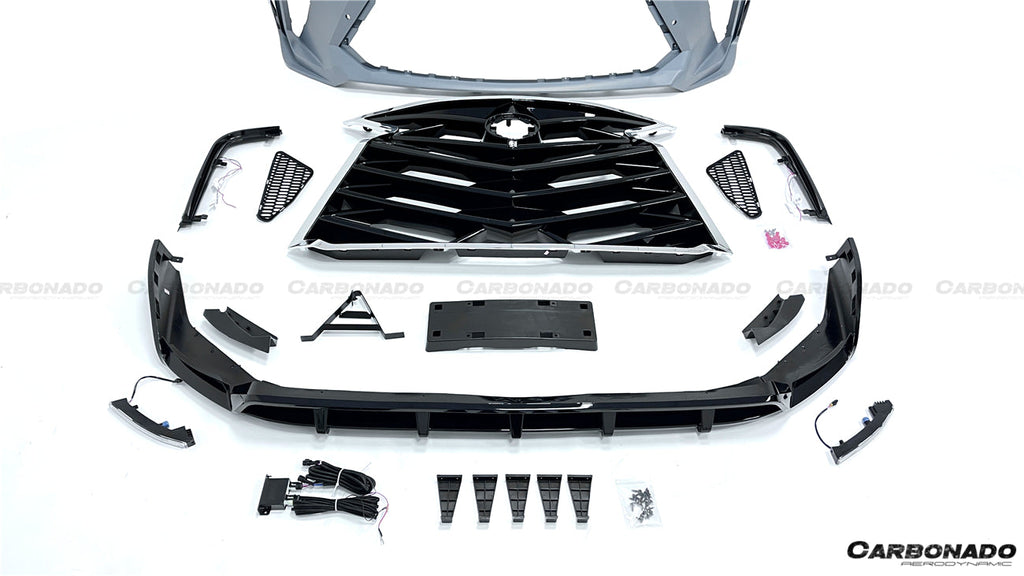 2021-UP Toyota Sienna Thunder Style PP Front Bumper with Lip and Grills and LED Light