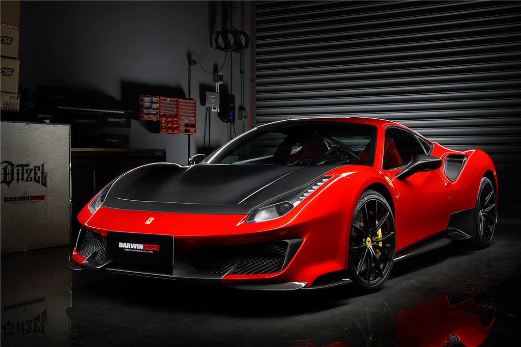2015-2020 Ferrari 488 GTB & Spider Pista Style Front Bumper Set with Hood