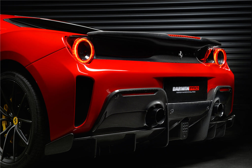2015-2020 Ferrari 488 GTB Pista Style Rear Bumper & Wing