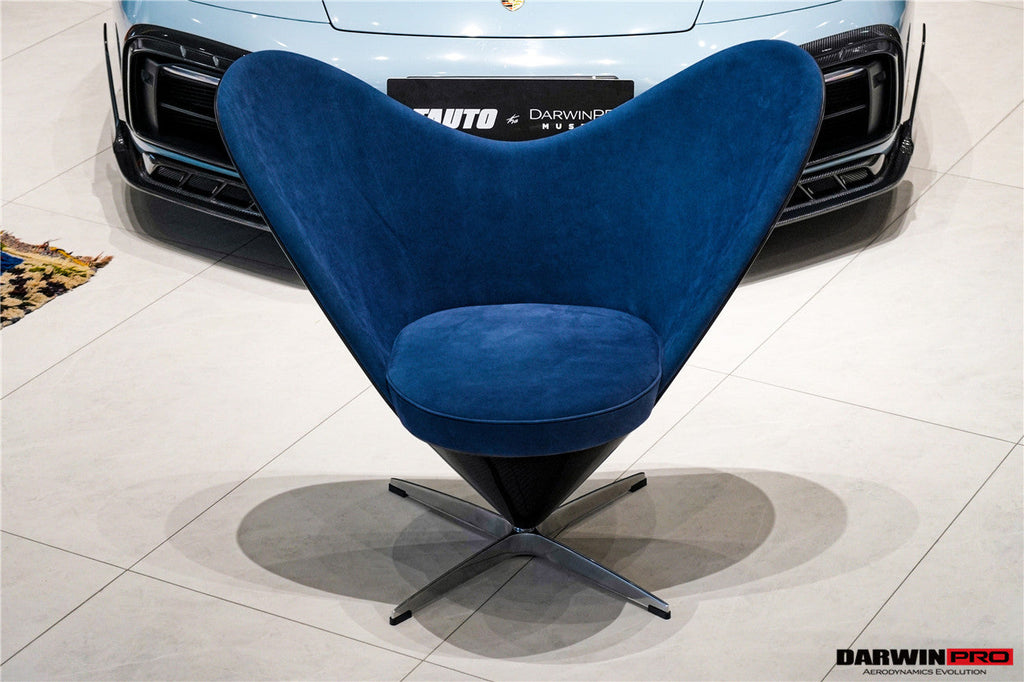 DARWINPRO CARBON FIBER HEART-SHAPED MARINE BLUE SUEDE LOUNGE CHAIR