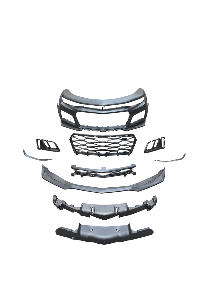 2019-2025 Chevy Camaro ZL1 Front Bumper Conversion 9pcs Full Kit Flat BLK for Non-RS Headlights