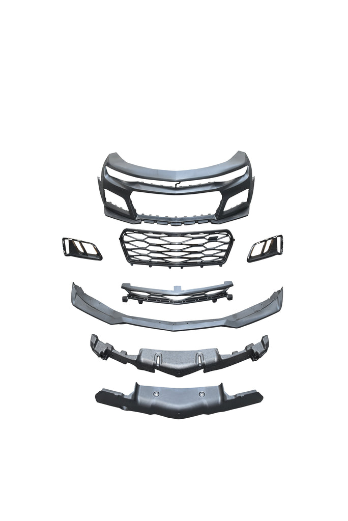 2016-2018 Chevy Camaro ZL1 Front Bumper Conversion 7pcs Ful Kit Flat BLK