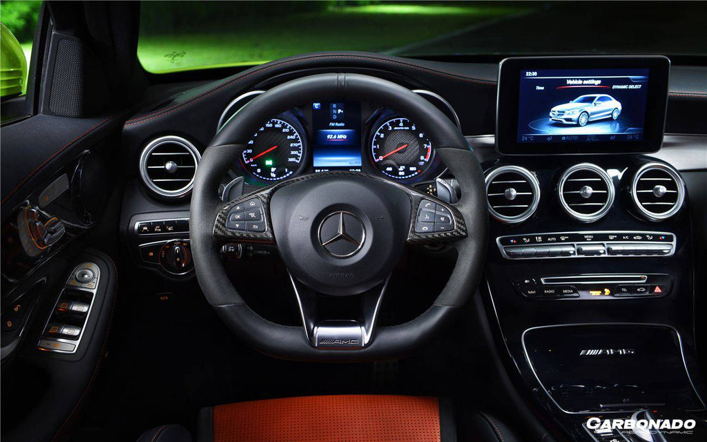 2015-2021 Mercedes Benz W205 C63 AMG Dry Carbon Fiber Interior Steering wheel Trim - Carbonado