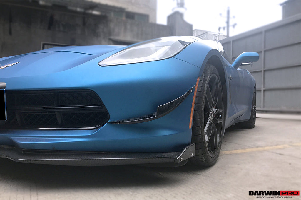 2013-2019 Corvette C7 Z51 Z06 Grandsport Carbon Fiber Satge3 Style Front Lip with Satge2 Winglets