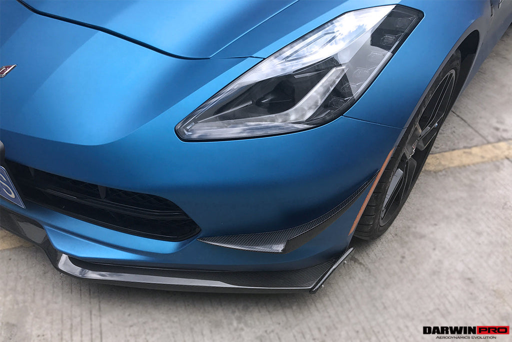 2013-2019 Corvette C7 Z51 Z06 Grandsport Carbon Fiber Satge3 Style Front Lip with Satge2 Winglets