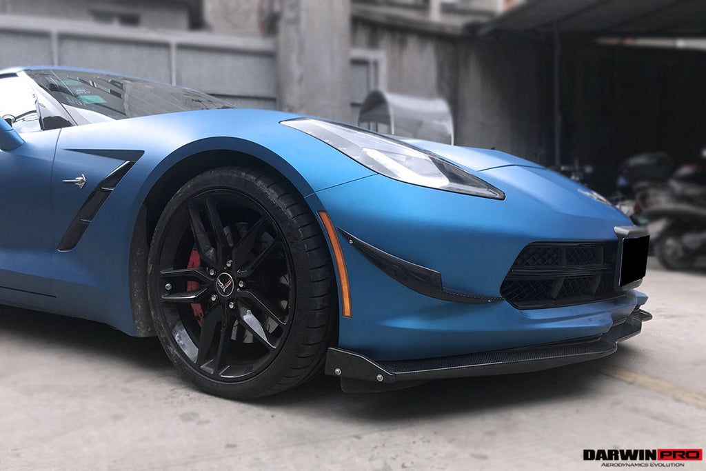 2013-2019 Corvette C7 Z51 Z06 Grandsport Carbon Fiber Satge3 Style Front Lip with Satge2 Winglets