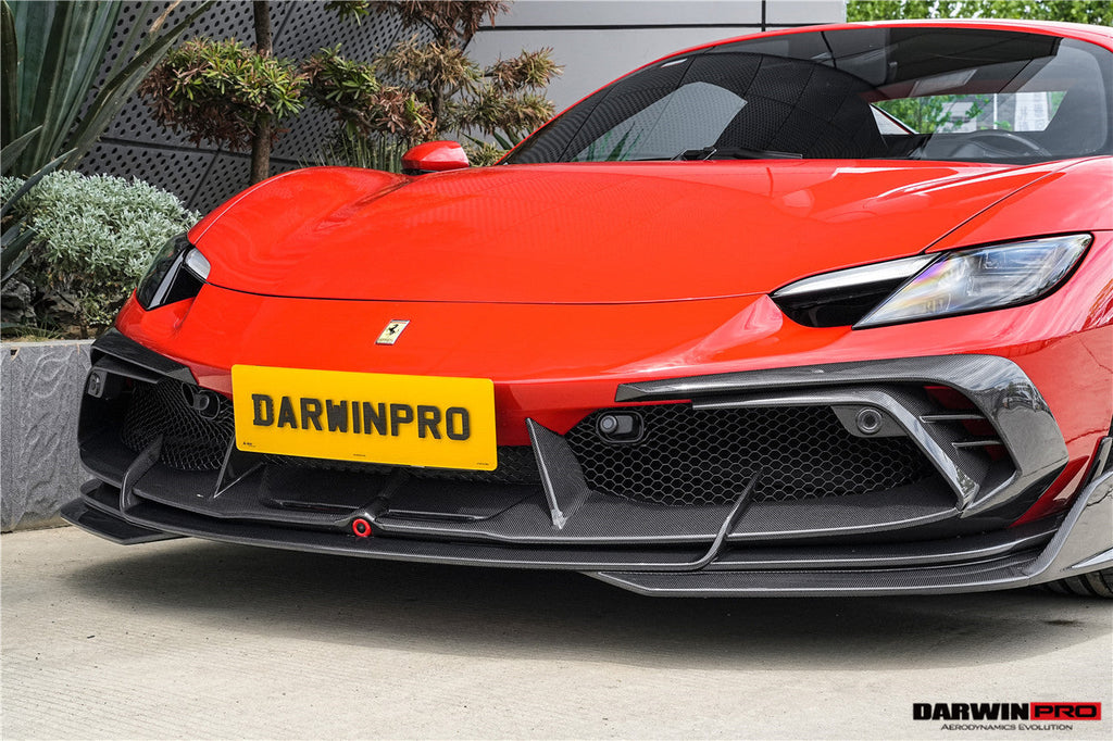 DarwinPRO 2022-2025 Ferrari 296 GTB  GTS Type F171 iMP Carbon Fiber Front Bumper Lip Splitter With Camera holes