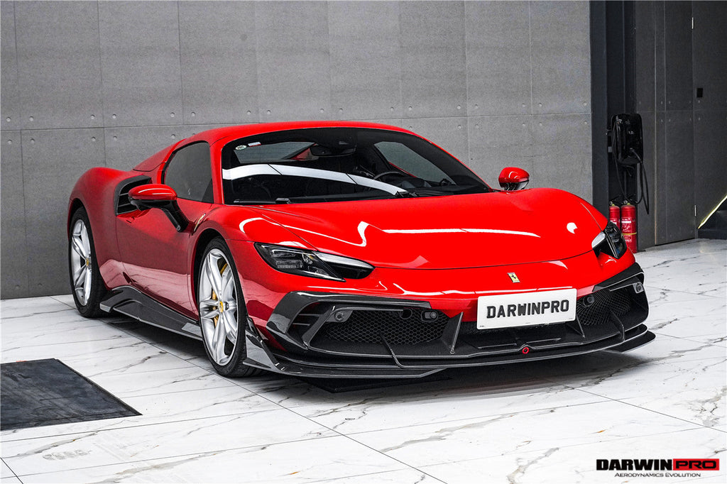 DarwinPRO 2022-2025 Ferrari 296 GTB  GTS Type F171 iMP Carbon Fiber Front Bumper Lip Splitter With Camera holes