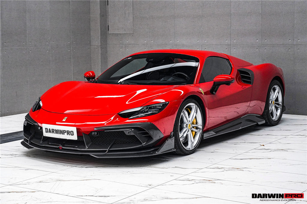 DarwinPRO 2022-2025 Ferrari 296 GTB  GTS Type F171 iMP Carbon Fiber Front Bumper Lip Splitter With Camera holes