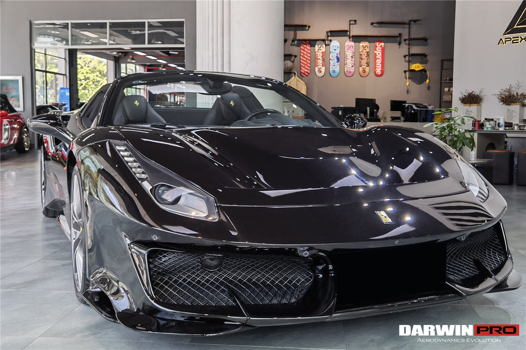 2015-2020 Ferrari 488 GTB & Spider Pista Style Front Bumper Set with Hood