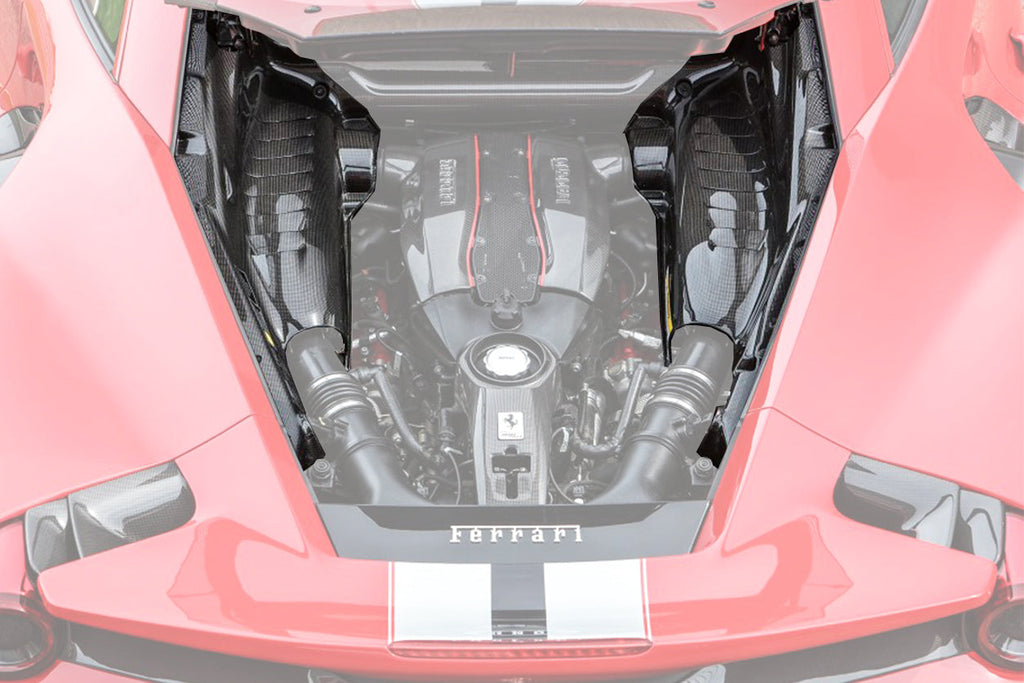 2015-2022 Ferrari 488 GTB & Pista & F8 Dry Carbon Fiber Engine Bay Panels With Heat Protection - DarwinPRO Aerodynamics