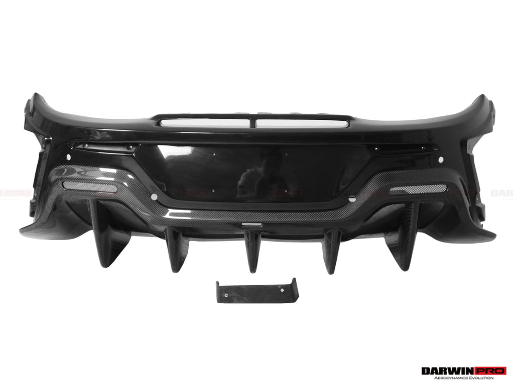 2015-2020 McLaren 540C & 570S & 570GT 600LT-Style Partial Carbon Fiber Rear Bumper with Diffuser  and Trunk Spoiler and Engine Trunk and Exhaust