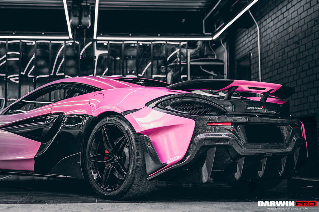 2015-2020 McLaren 540C & 570S & 570GT 600LT-Style Partial Carbon Fiber Rear Bumper with Diffuser  and Trunk Spoiler and Engine Trunk and Exhaust