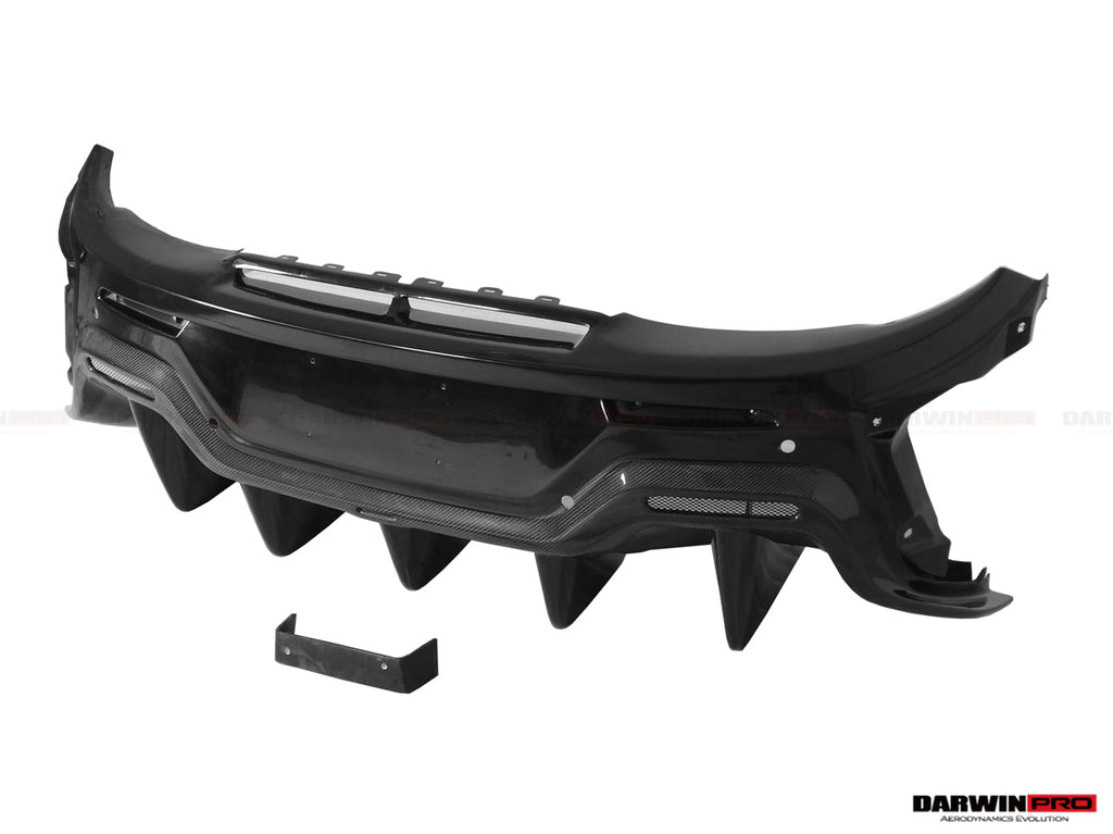 2015-2020 McLaren 540C & 570S & 570GT 600LT-Style Partial Carbon Fiber Rear Bumper with Diffuser  and Trunk Spoiler and Engine Trunk and Exhaust