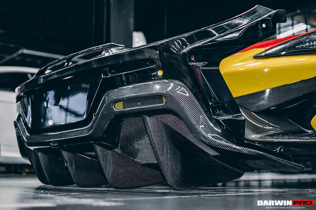 2015-2020 McLaren 540C & 570S & 570GT 600LT-Style Partial Carbon Fiber Rear Bumper with Diffuser  and Trunk Spoiler and Engine Trunk and Exhaust
